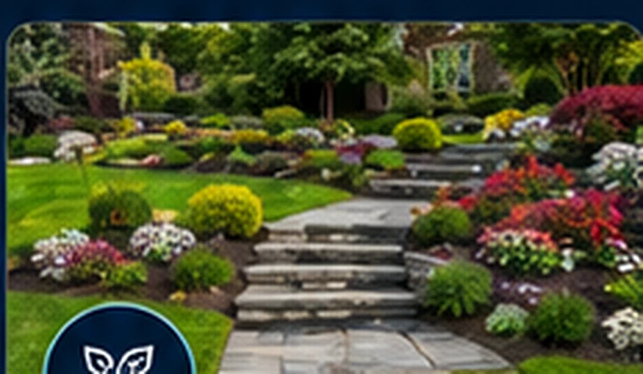 Landscaped residential garden and walkway